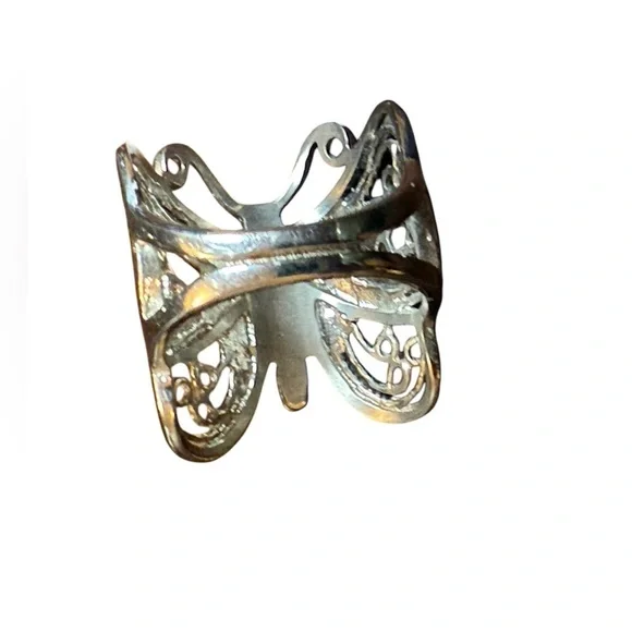 Stainless Steel Butterfly filigree ring silver whimsigoth size 6 Stevie Nicks - Picture 5 of 6